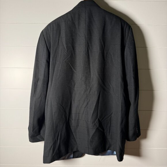 Vicci Uomo Suit Black Window Pane 4 Button Jacket & Pants Cuffed Hem Sz 42L/35W - Picture 7 of 15